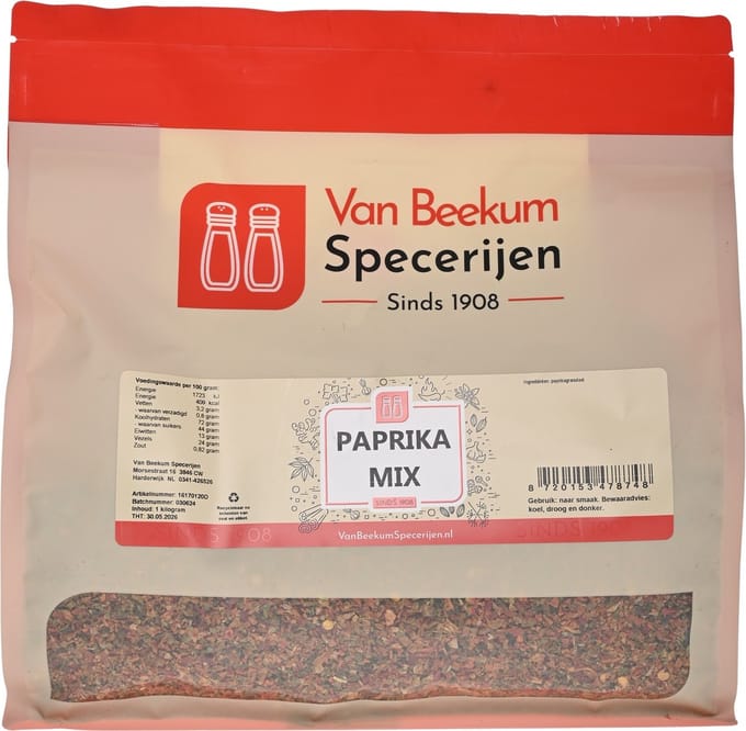 Van Beekum Specerijen - Paprika Mix - 1 KG (hersluitbare stazak)