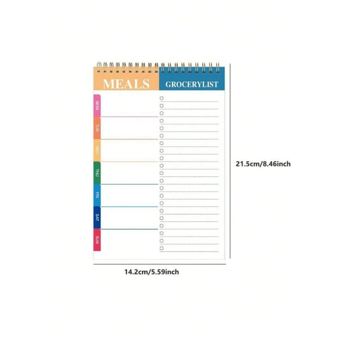 Maaltijdplanner Bloc Notitieblok Wekelijkse Maaltijdplanner Voor Georganiseerde Wekelijkse & Dagelijkse Planning 1PC veelkleurig