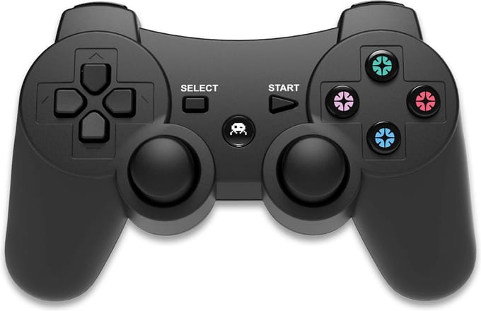 Freaks and Geeks Retro Draadloze Controller voor PS3 - Dubbele Trilmotor - 1 meter Kabel - Zwart