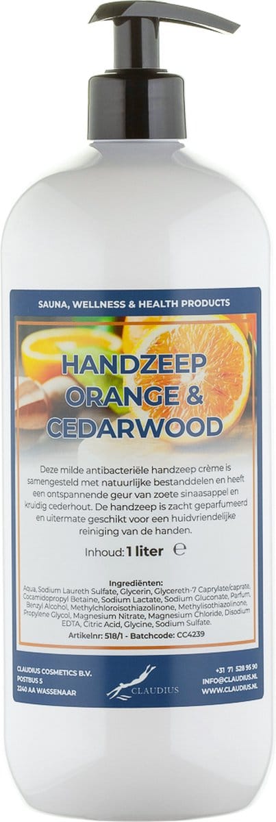 Handzeep Sweet Orange & Cedarwood 1 liter - met gratis pomp