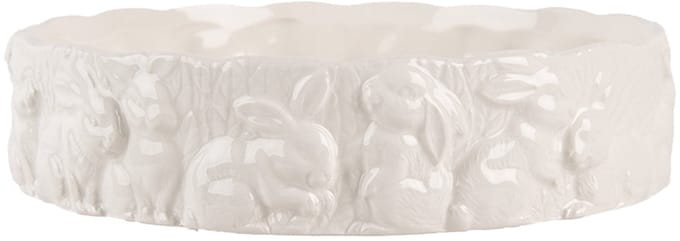 Clayre & Eef Schaal Ø 20x5 cm Wit Keramiek Konijn