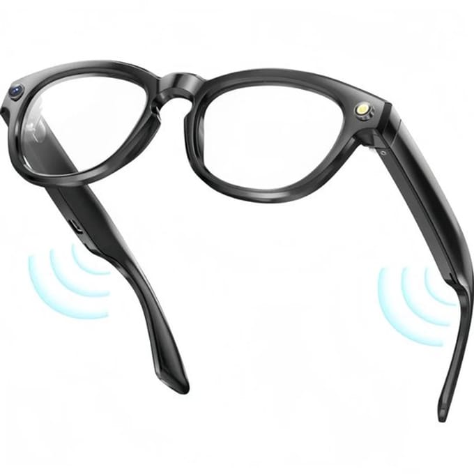 Bluetooth-smartbril met camera, spraakbediening en meekleurende lenzen.