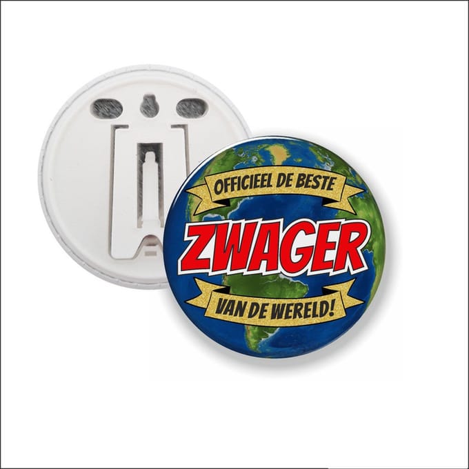 Button Met Clip 58 MM - Officieel De Beste Zwager Van De Wereld