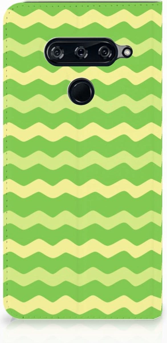 LG V40 Thinq Hoesje met Magneet Waves Green