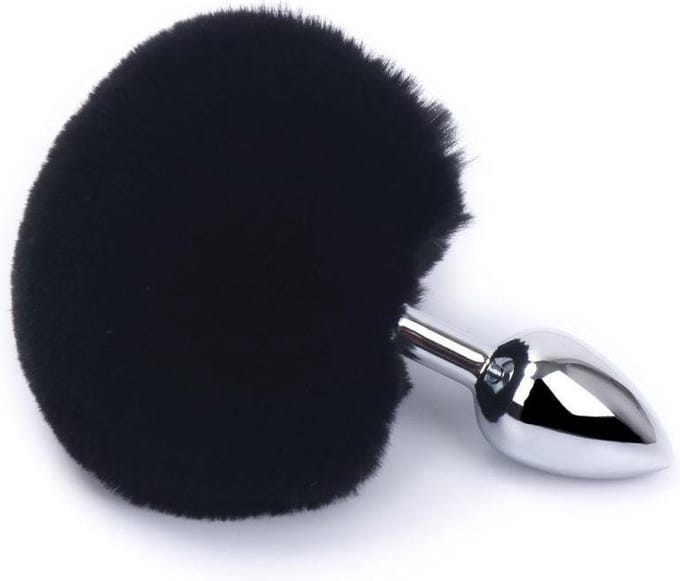Buttplug konijnenstaart - zwart
