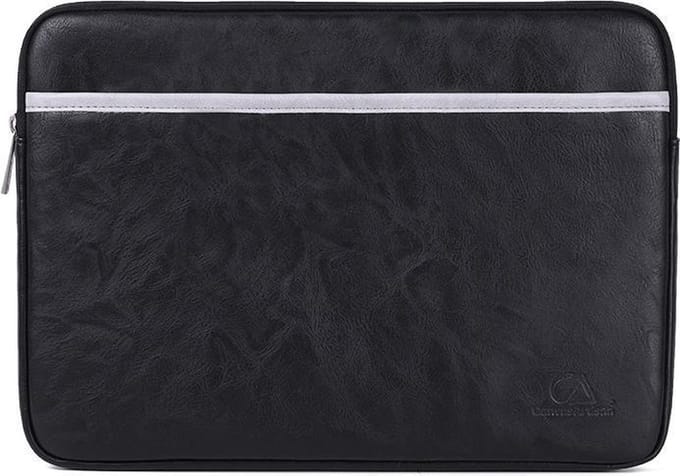Laptophoes 13.3 Inch – Laptop Sleeve – PU Leer Zwart Wit