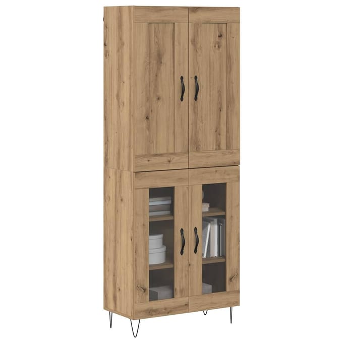 vidaXL - Highboard - Artisan - Eiken - 69,5 - x - 34 - x - 180 - cm - Bewerkt - hout