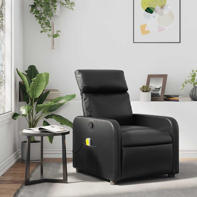 vidaXL - Massagestoel - verstelbaar - kunstleer - zwart