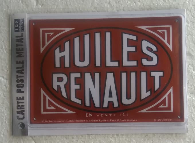 metalen ansichtkaart huiles Renault