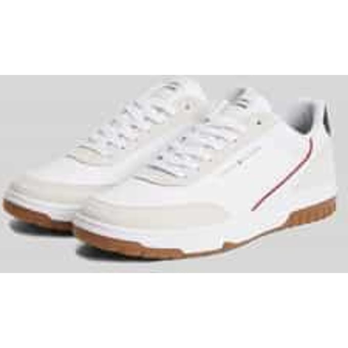 Sneakers van echt leer met logo-opschrift