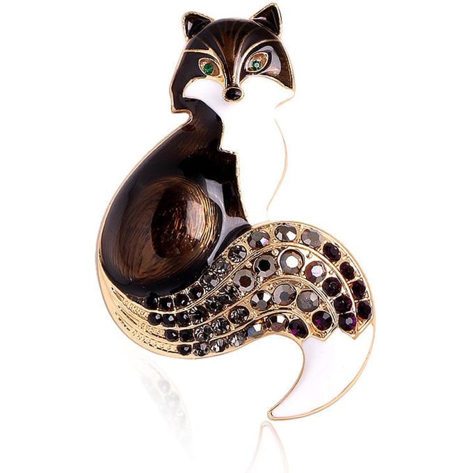 Strass Emaille Vos Broches Voor Vrouwen Animal Party Causale Broche Pins Geschenken zwart