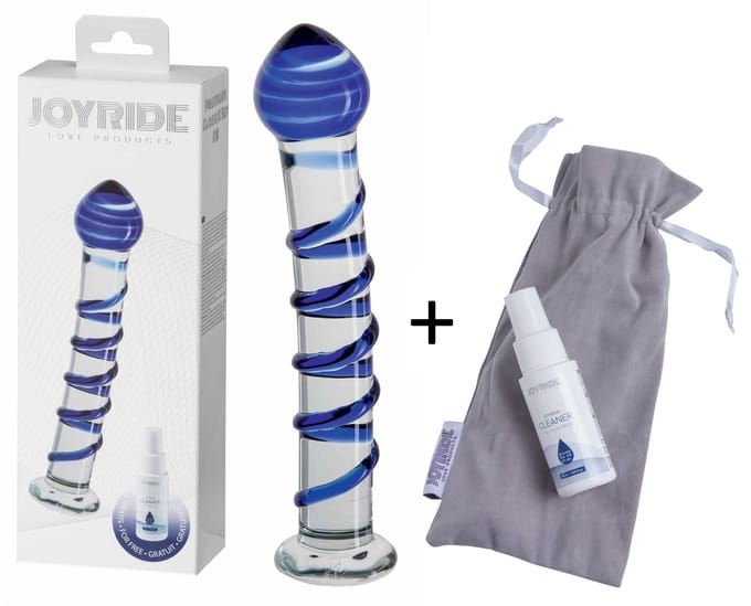 Joyride - Glazen Blauwe Dildo met ribbels - Set 08