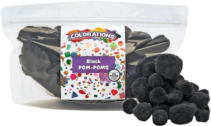 Colorations pompons zwart knutselmateriaal 100 stuks - creatieve hobby.