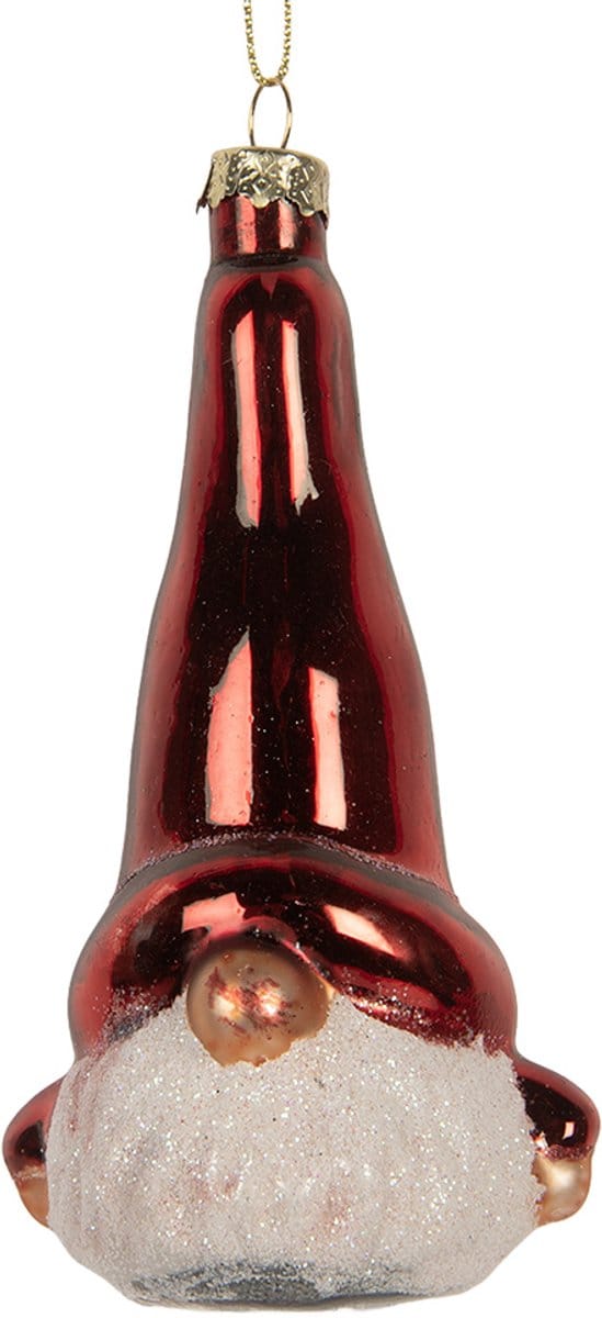 Clayre & Eef Kersthanger Kabouter 6x5x13 cm Rood Glas