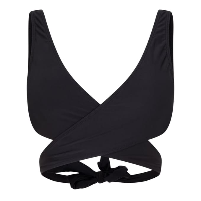 Brave Soul Bikinitop voor dames met overslag aan de voorkant (Zwart)