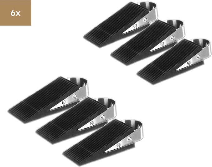 Baulk® - Deurstopper – Deurstoppers Buiten en Binnen – Raamstopper – Rubber Spie – RVS – Set 6 – Extra grip