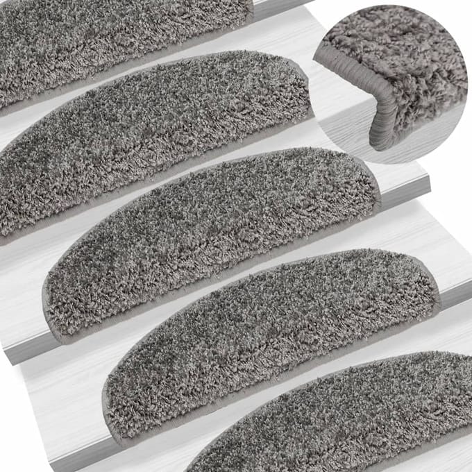 vidaXL - Trapmatten - 15 - st - 65x21x4 - cm - Grijs - Halfrond - Groot