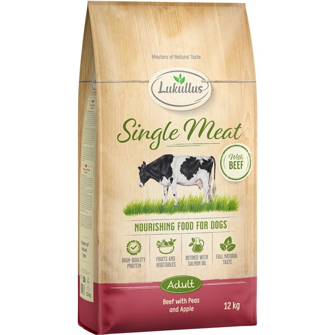 Lukullus Single Meat Rund - Dubbelpak: 2 x 12 kg Nieuw Receptuur