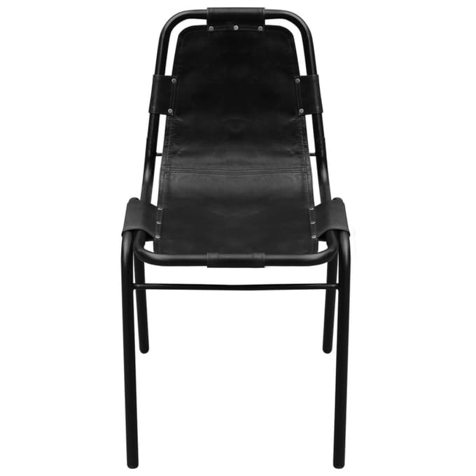 vidaXL - Eetkamerstoelen - 2 - st - echt - leer - zwart
