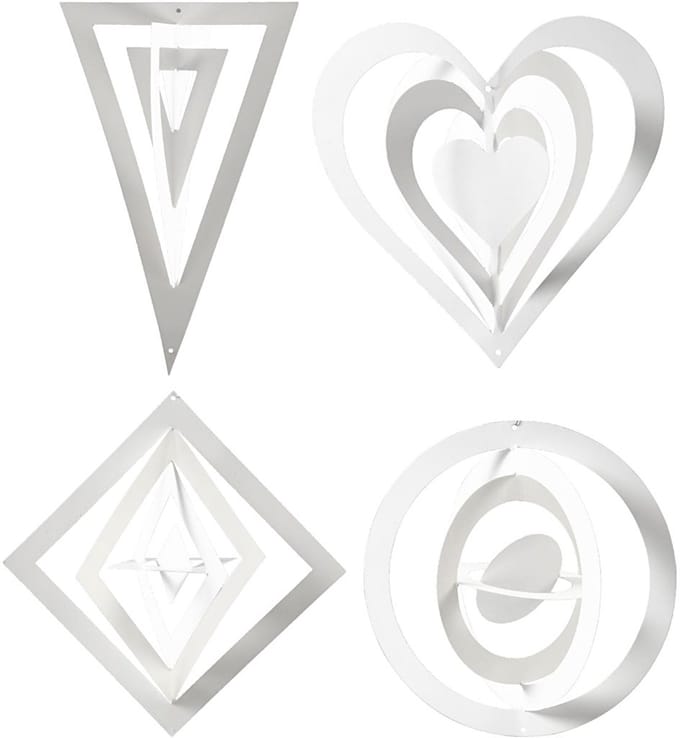 3D Ornamenten, H: 18+22+24 cm, B: 15+18+22 cm, 230 gr, wit, 16 stuk