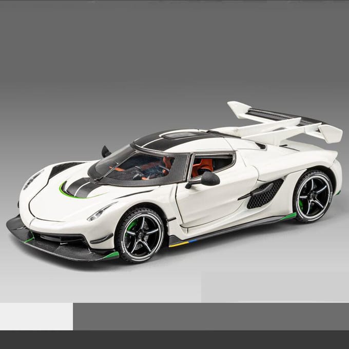 1:24 Knsg Jesko Legering Super Spierauto Model Metaal Diecast Geluid En Licht Pull Back Display Decoratie Trendy Ornamenten Cadeaus