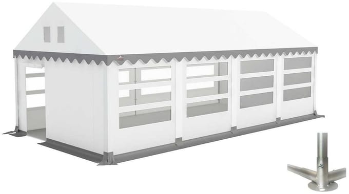 GO-PRO | Limited Edition | 4x8 | Partytent | Met grondframe | Wit-Grijs