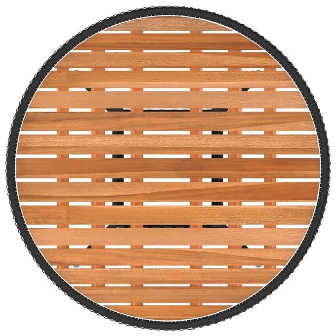 vidaXL - Tuintafel - Ø70 - cm - poly - rattan - en - massief - acaciahout - zwart