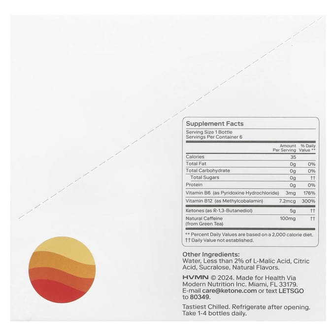 Ketone-IQ, Énergie haute performance, Pêche, 6 paquets, 2 fl oz (59 ml) chaque