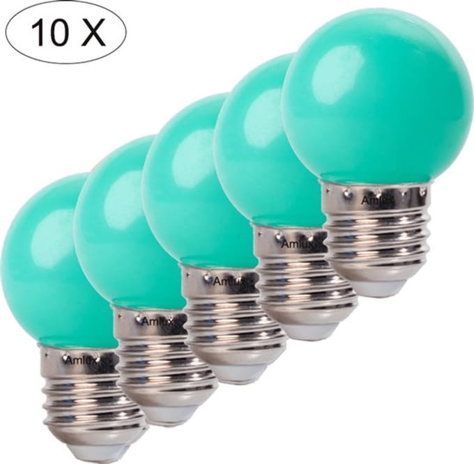 Set 10 stuks groene led lampen - 1W - E27