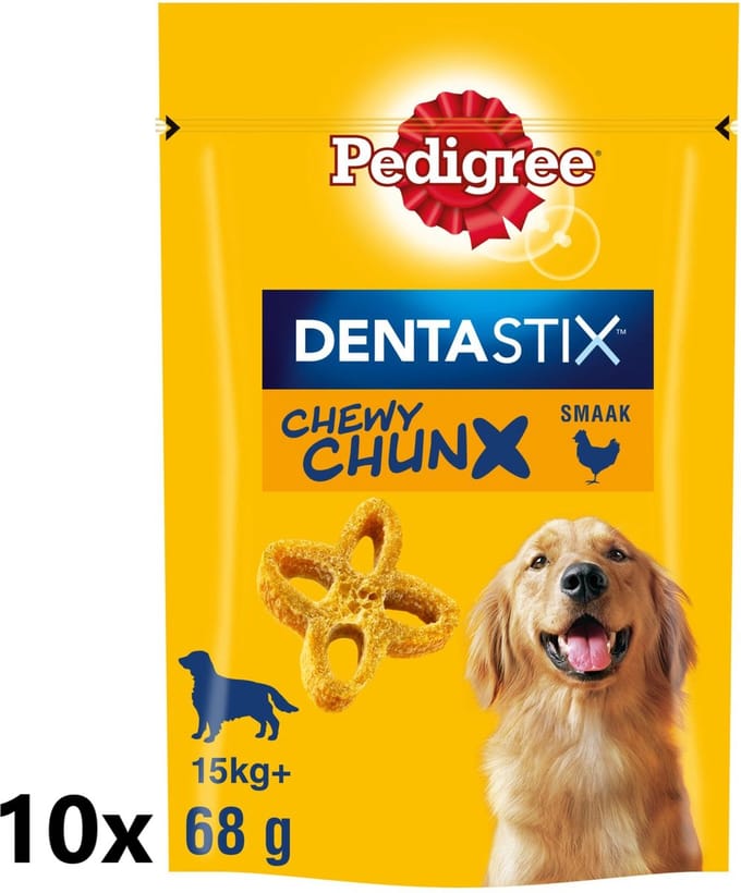 10x Pedigree - Dentastix Chewy Chunx Maxi Kip - Hondensnacks - 68 g