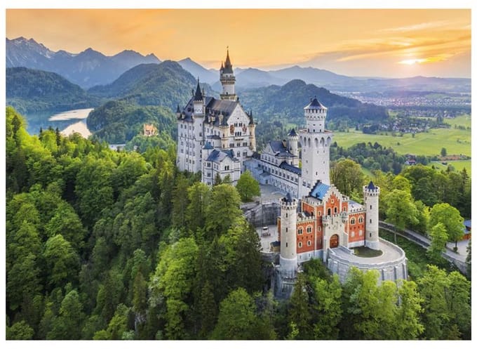 Dino puzzel Neuschwanstein kasteel 1000 stukjes landschap puzzel.