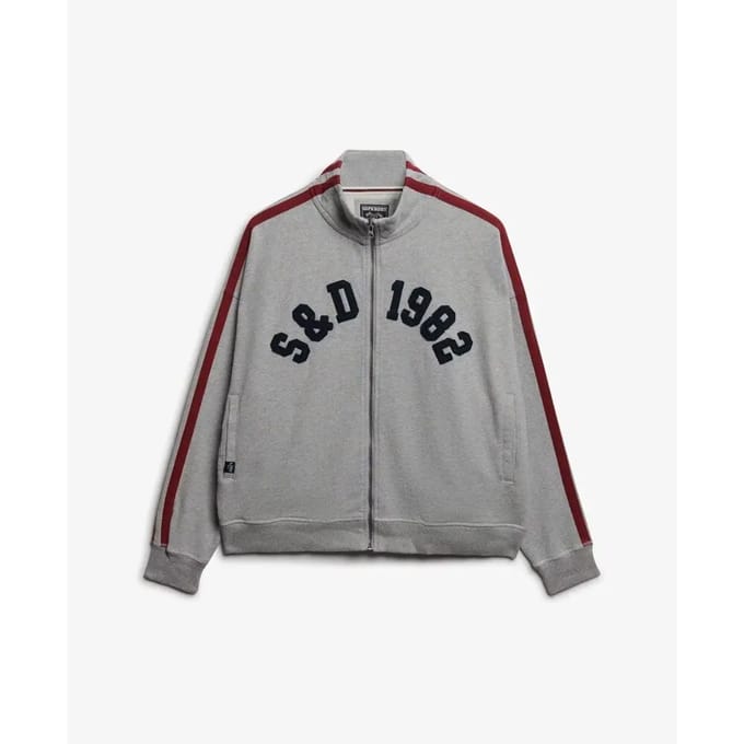 Superdry Athletic Essentials Ruim Trainingsjack met Rits en Applicatie Grey Grootte: 40