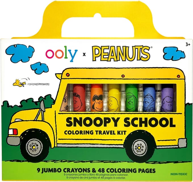 Ooly - Ooly x Peanuts - Snoopy reispakket - 9 krijtjes met 48 Pagina's