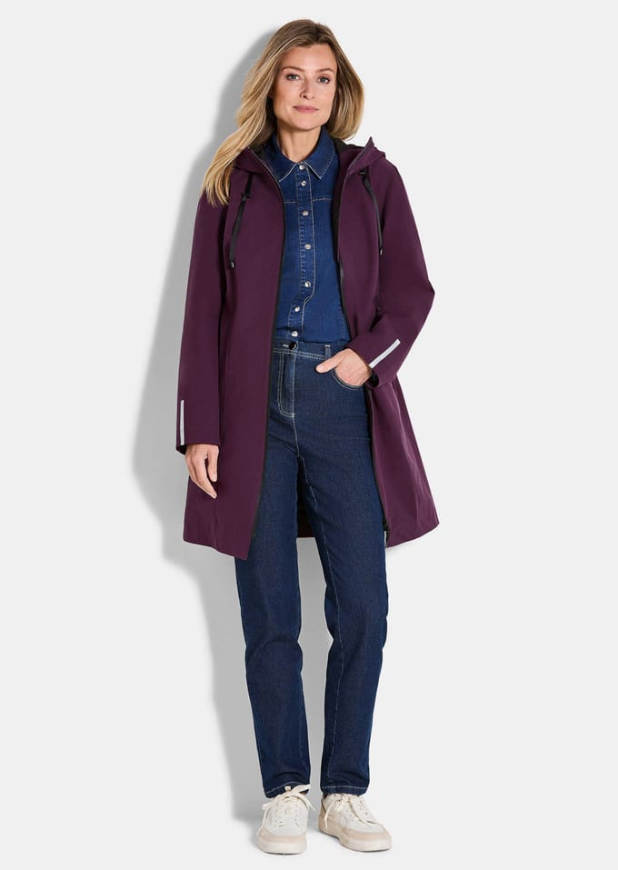 Waterdichte, functionele jas met reflectoren - bessen - Gr. 38 van Goldner Fashion