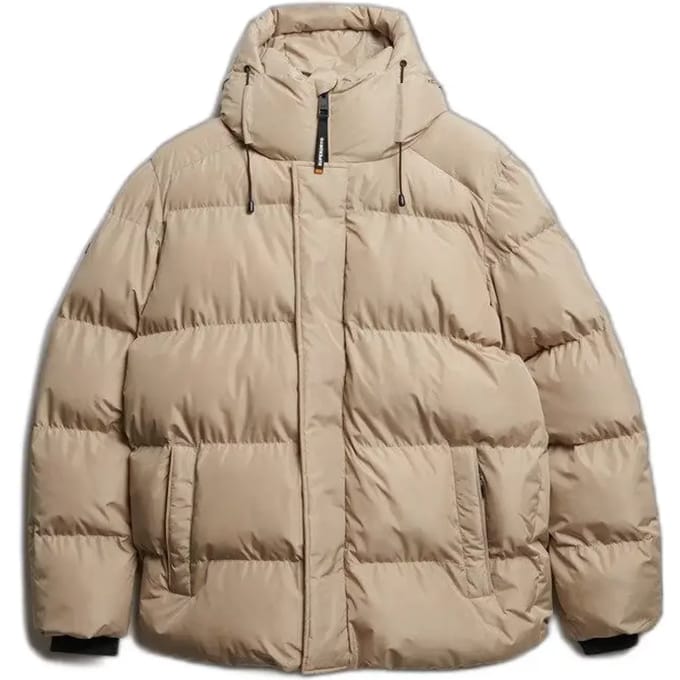Superdry - Middellange Sport Pufferjas met Capuchon - Heren - Gewatteerde jassen