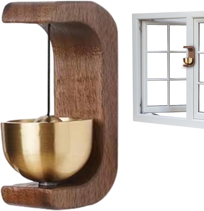 Houten Deurbel - Ingangsalarm - Deur Openen - Zachte Klank - 4.5 x 3.5 x 7 cm - Bruin