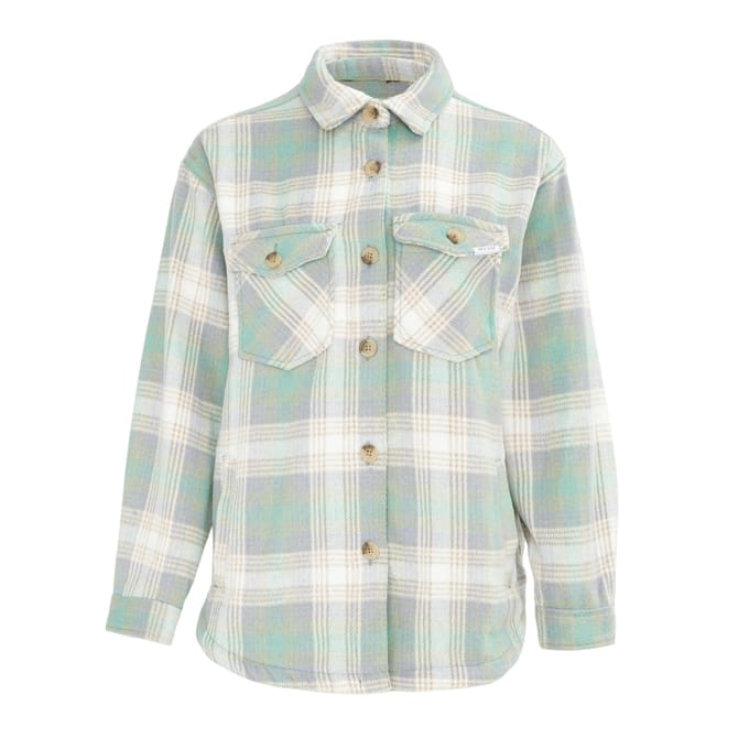 Miso Dames Geruit Polyester Shirt (Groen)