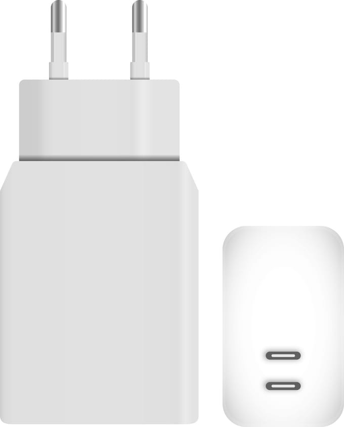 Snellader met Twee USB-C Poorten - 45W - Geschikt voor Apple & Samsung - Oplader - Lader
