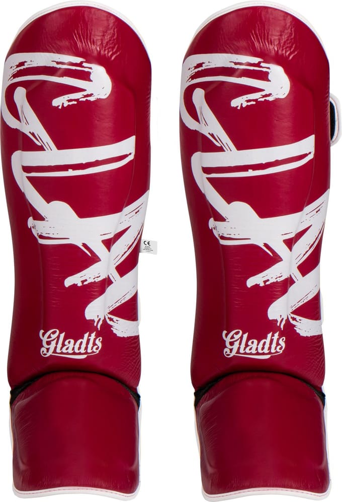 Gladts Gladion Scheenbeschermers – Bordeauxrood/Wit – Maat M – Kickboksen en Muay Thai