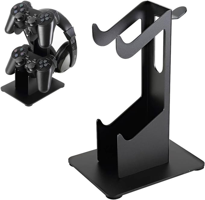 Hoofdtelefoonstandaard met 2 lagen voor gaming, telefoonhouder en headsetopslag
