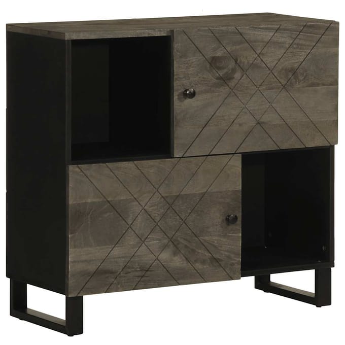vidaXL - Dressoir - 80x33x75 - cm - massief - mangohout - zwart