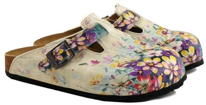 GOBY Clogs met Bloemenprint – Handgemaakt – Premium Kwaliteit – Maat 41
