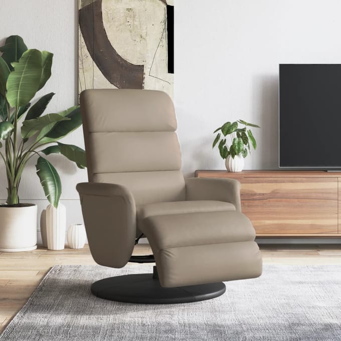 vidaXL - Fauteuil - verstelbaar - met - voetensteun - kunstleer - cappuccinokleur