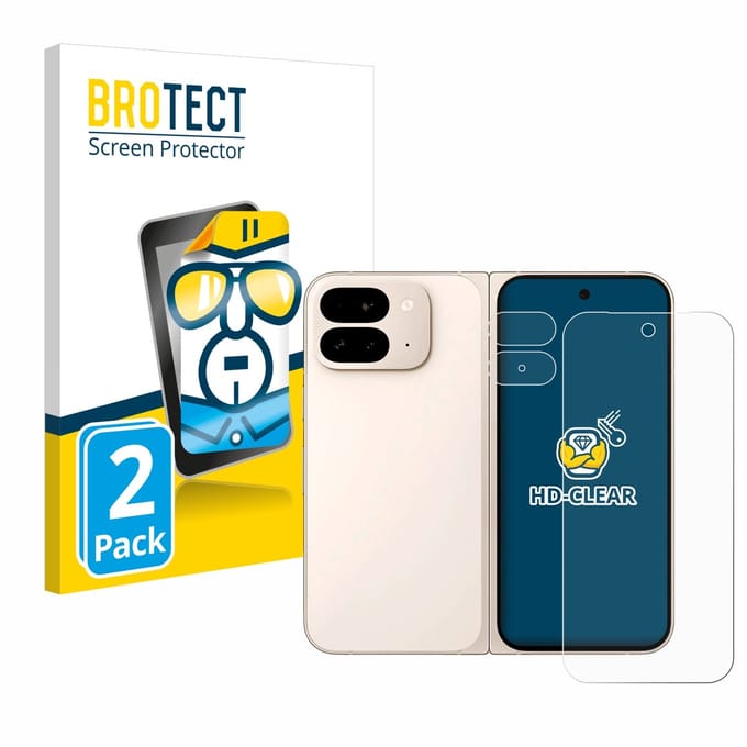 BROTECT - Screenprotector voor Google Pixel 9 Pro Fold (Voor+Camera) - Folie Beschermfolie transparant 2 Stuks