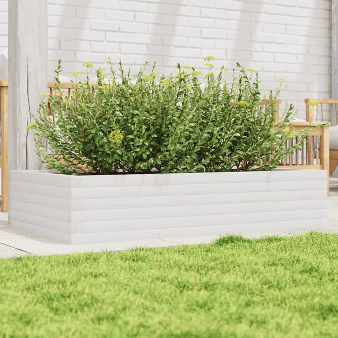 vidaXL - Plantenbak - 110x60x23 - cm - massief - grenenhout - wit