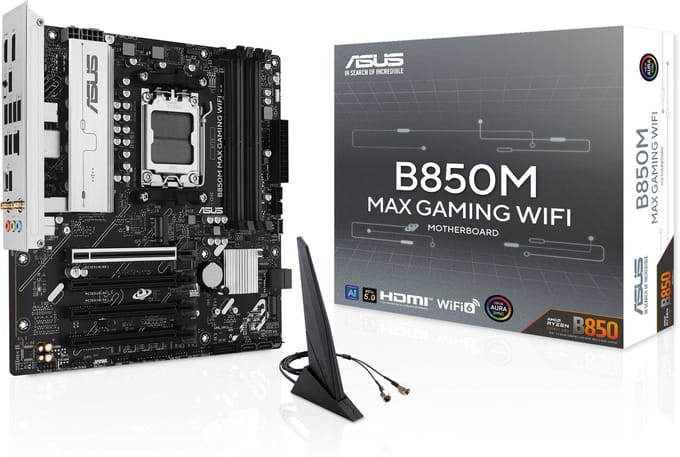 ASUS B850M MAX GAMING WIFI Moederbord - AMD B850 - AMD AM5 - DDR5 RAM - Micro-ATX