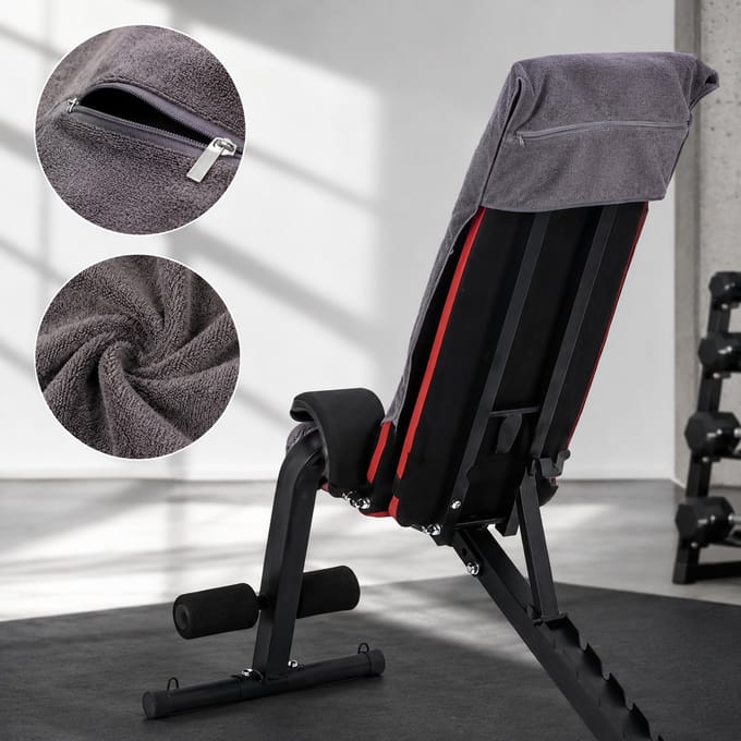 SparkNine Microvezel Handdoek - met ritsvak - M / 40 x 100 cm - grijs - handig & functioneel - sneldrogend - absorberend & super zacht