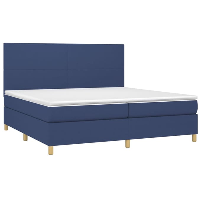 vidaXL - Boxspring - met - matras - en - LED - stof - blauw - 200x200 - cm