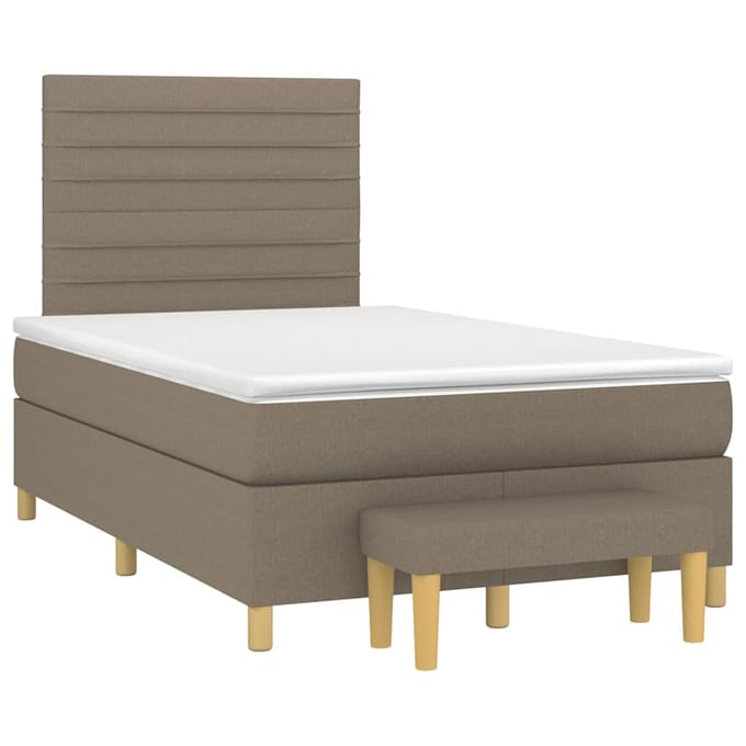 vidaXL - Boxspring - met - matras - stof - taupe - 120x190 - cm