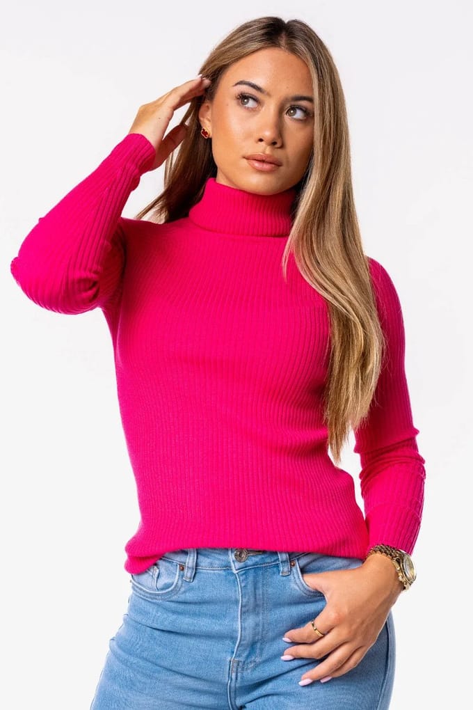 Getdrezzed Top - Maat: One size - Coltrui ribbel fuchsia
